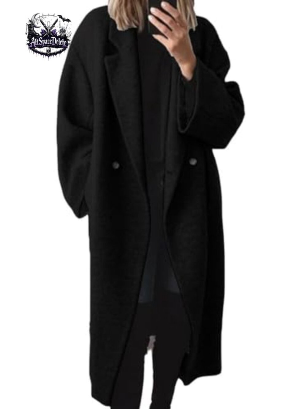 Wool Blend Double Breasted Pea Coat Notch Lapel Long Trench Coat